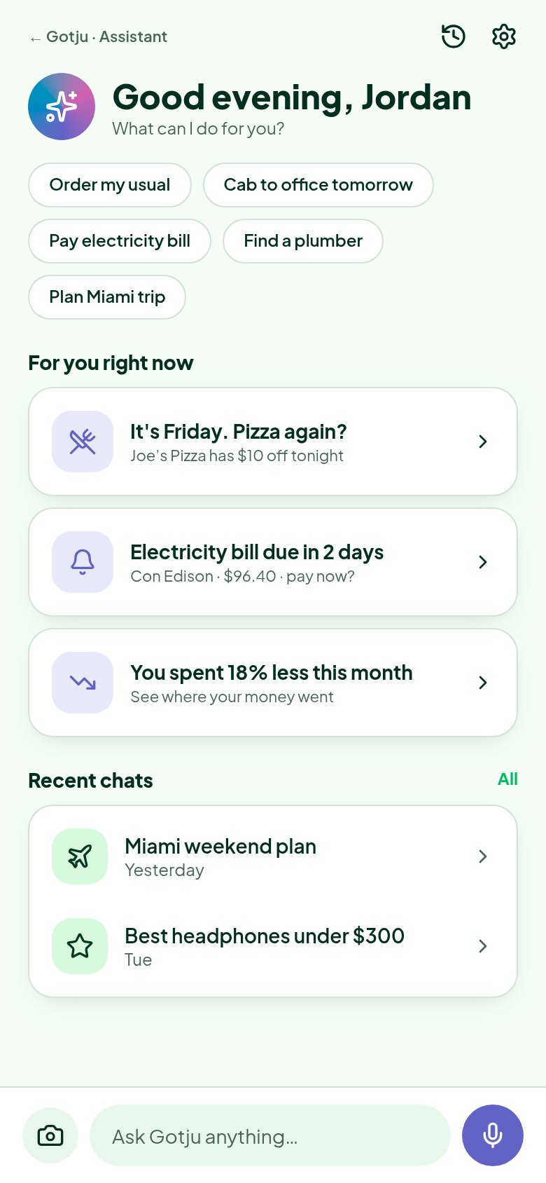 Gotju app screen