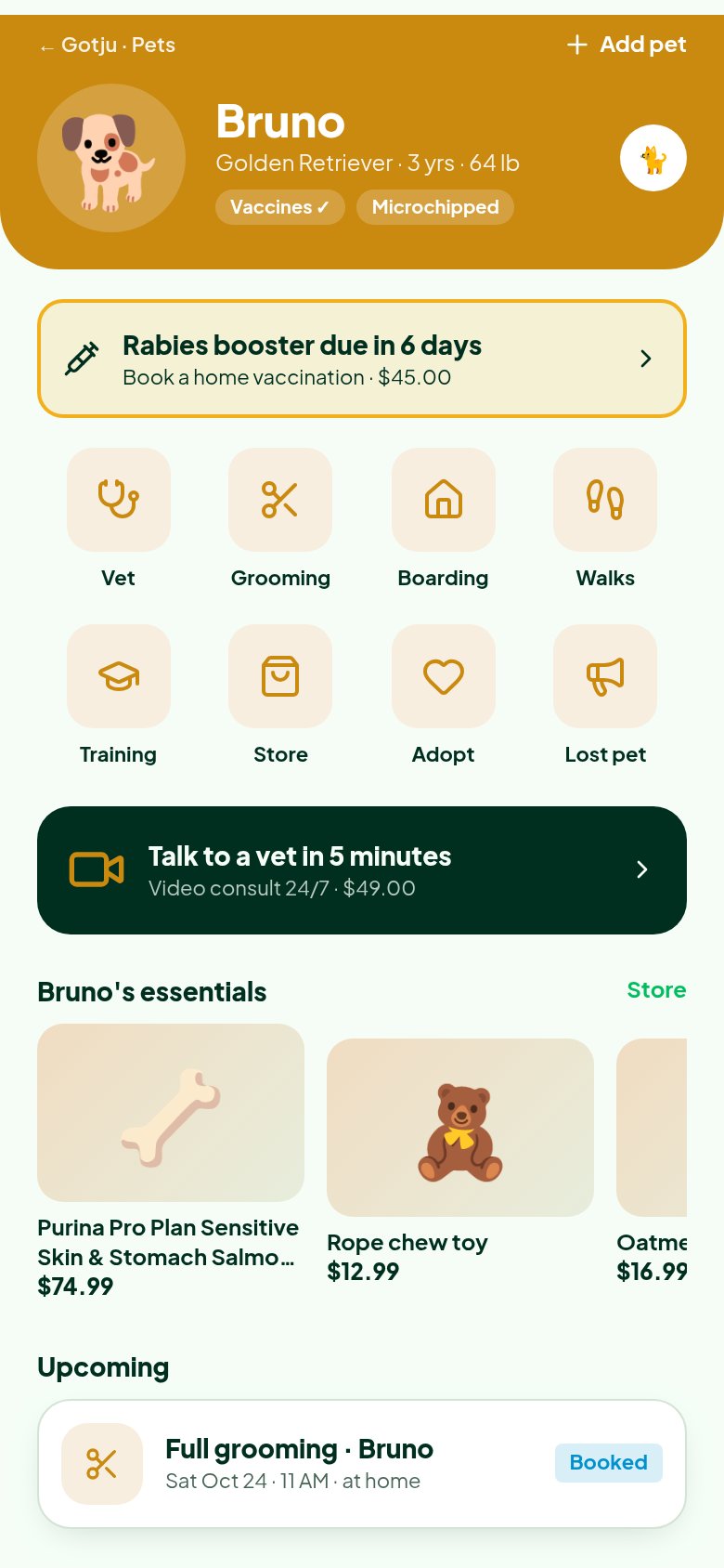 Gotju app screen