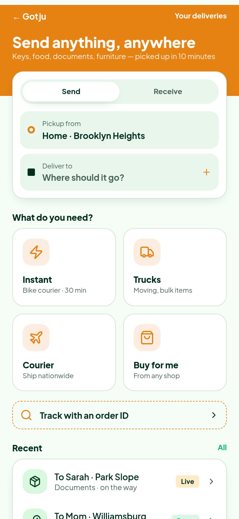 Gotju app screen