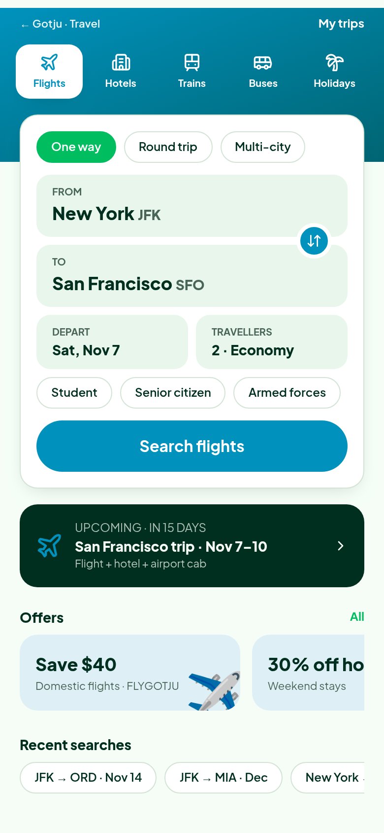 Gotju app screen